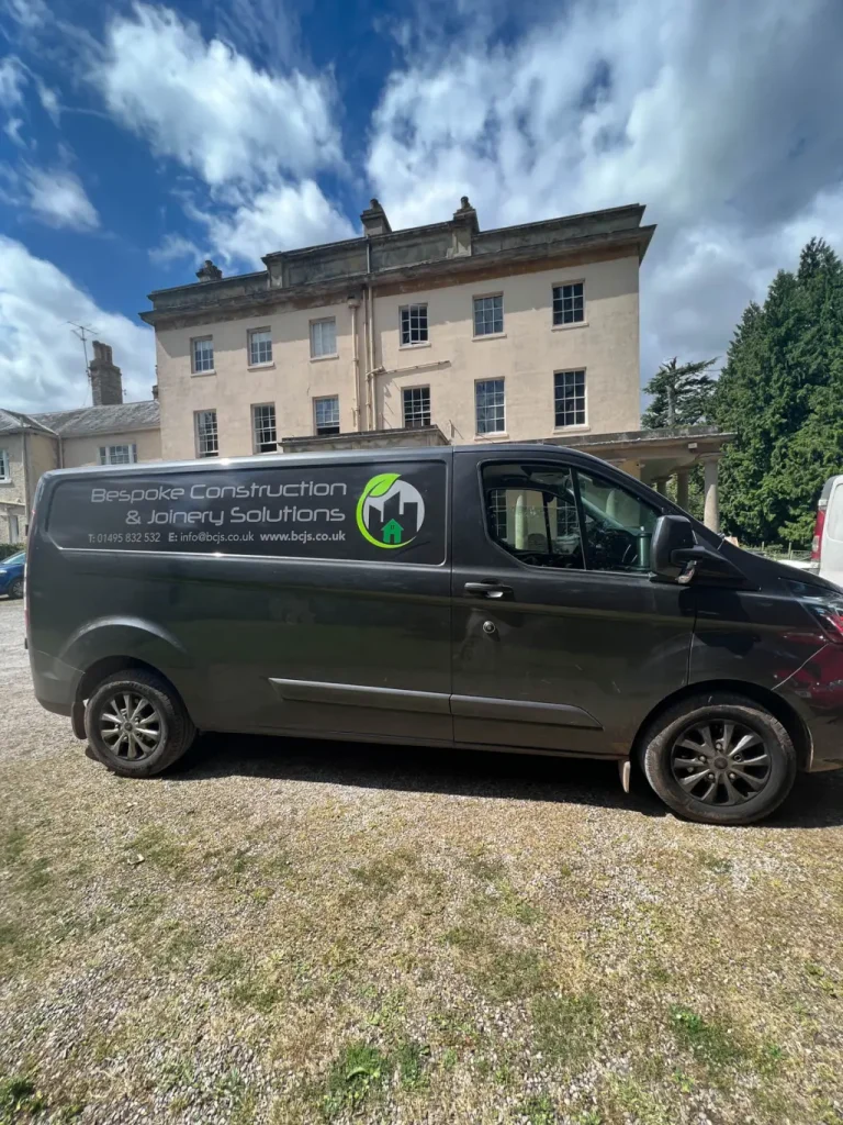 Our vehicle with logo parked in Pontypool